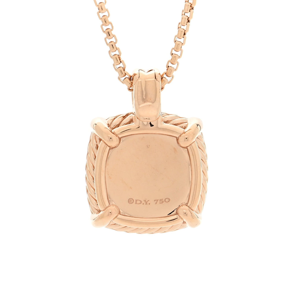 18K Rose Gold Diamond Morganite 14mm Chatelaine Pave Bezel Pendant Necklace
