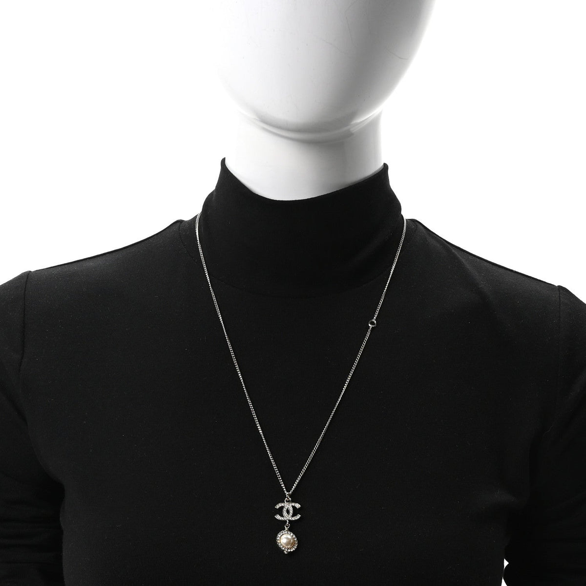 Crystal Pearl CC Lace Camellia Necklace  Gold