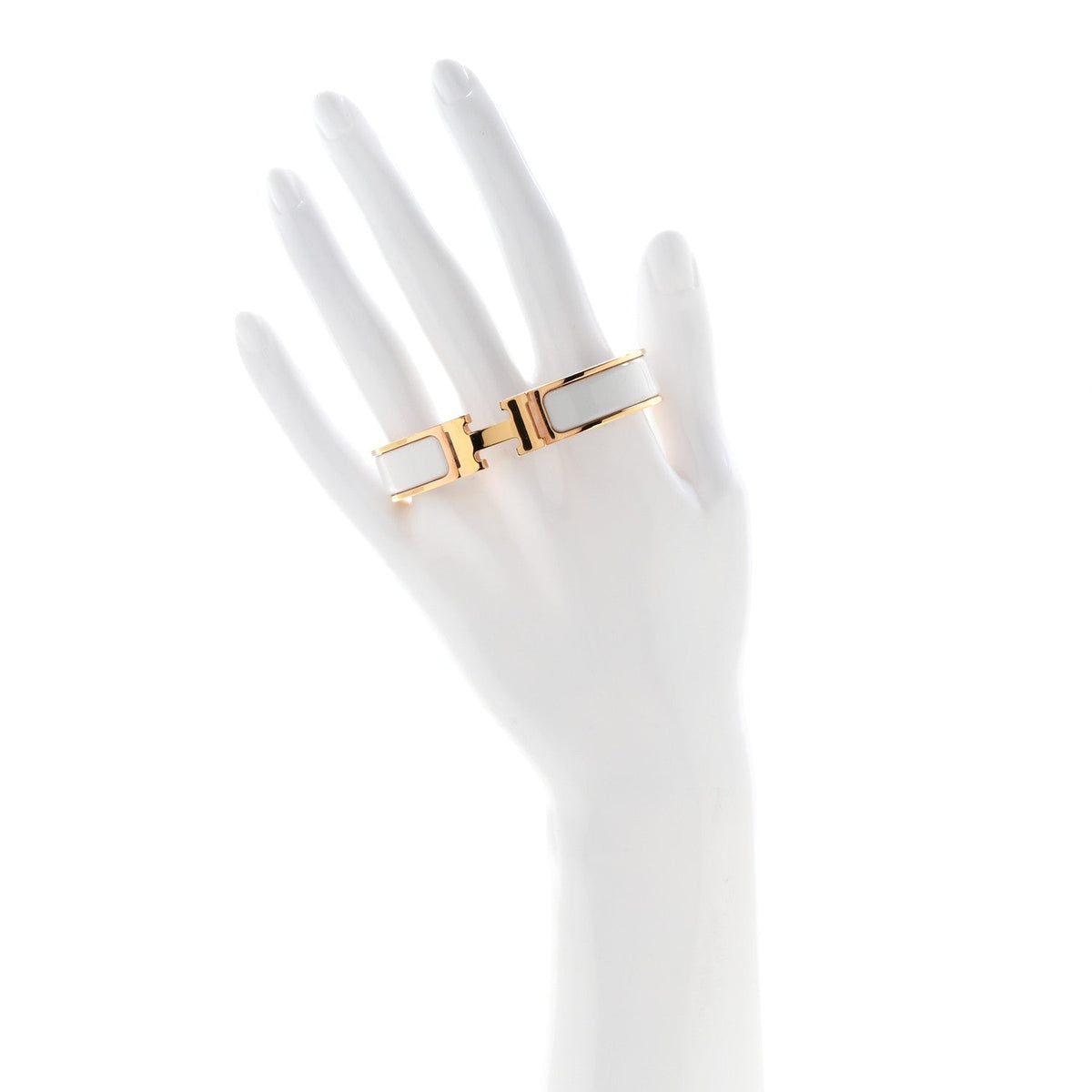 Enamel Narrow Clic Clac H Bracelet PM White