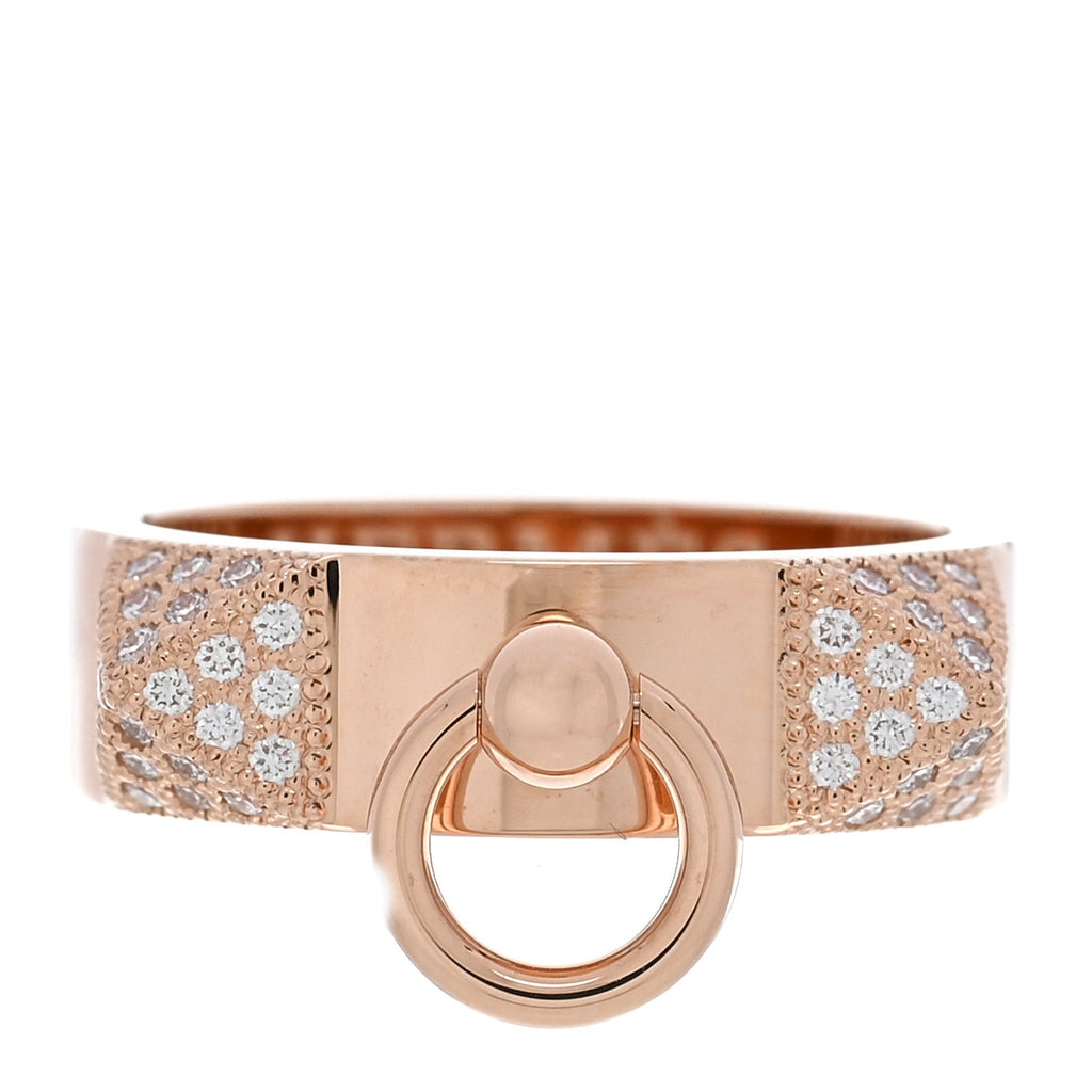 18K Rose Gold Diamond PM Collier de Chien Ring 46 3.75