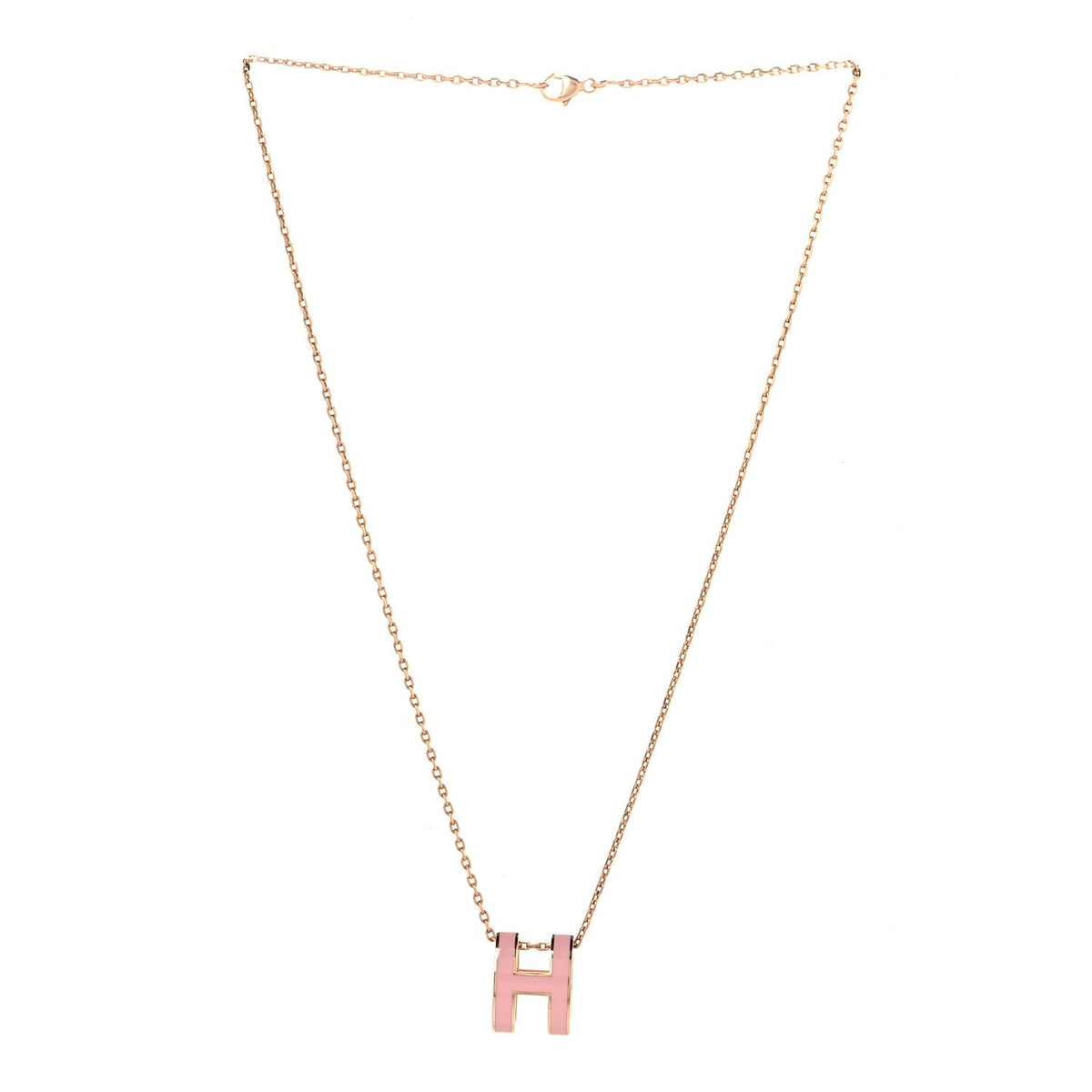 Lacquered Gold Pop H Pendant Necklace Rose Dragee