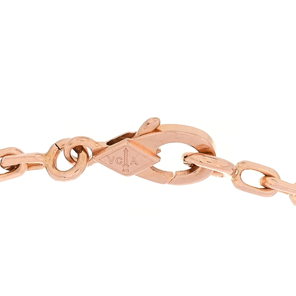 18K Rose Gold Carnelian Mother of Pearl Onyx 5 Motifs Lucky Spring Bracelet