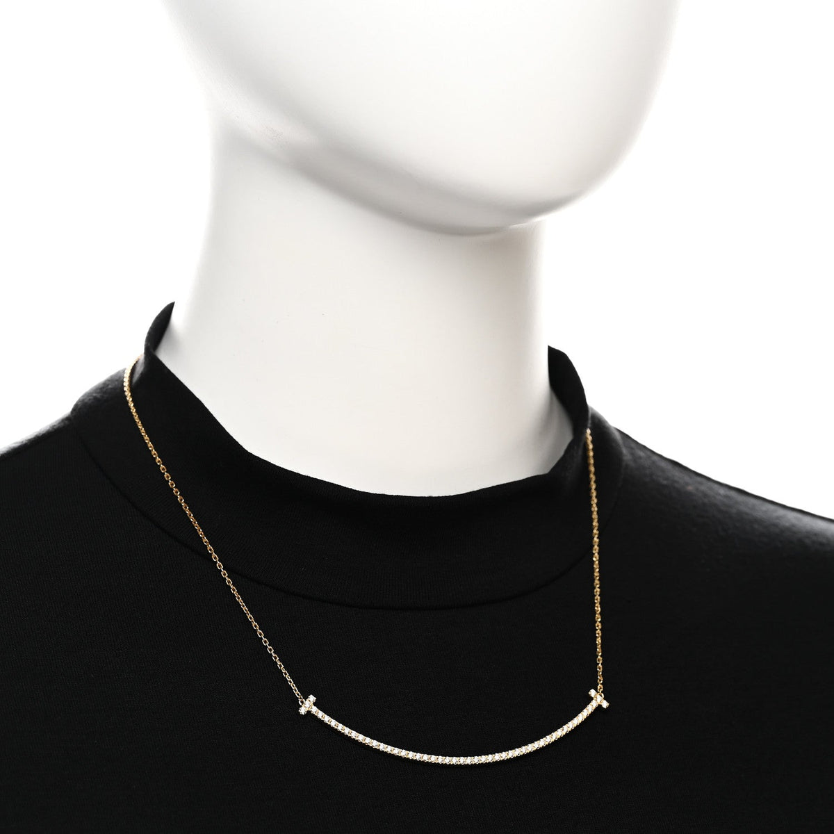 18K Yellow Gold Diamond Extra Large T Smile Pendant Necklace