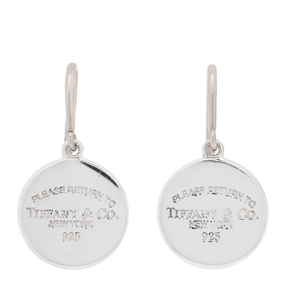 Sterling Silver Return To Tiffany Round Tag Drop Earrings