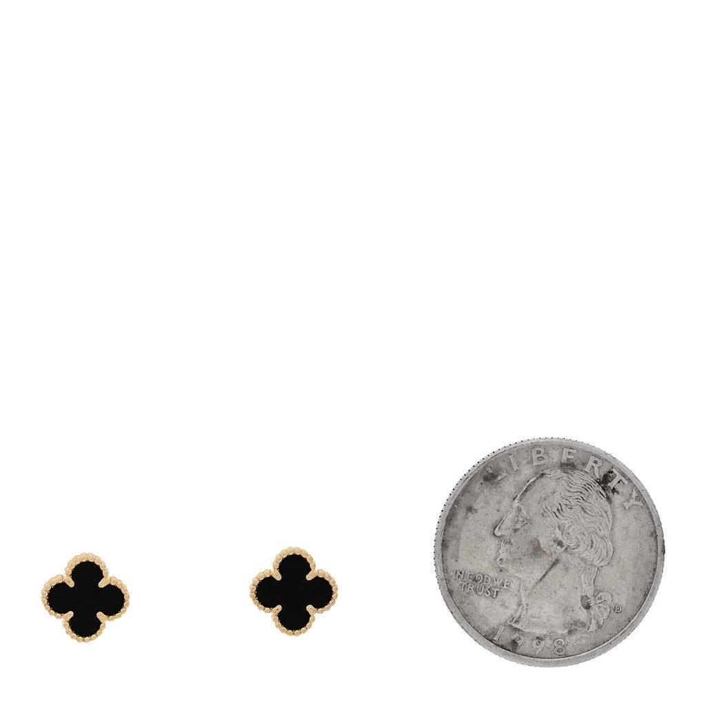 18K Yellow Gold Black Onyx Sweet Alhambra Earrings