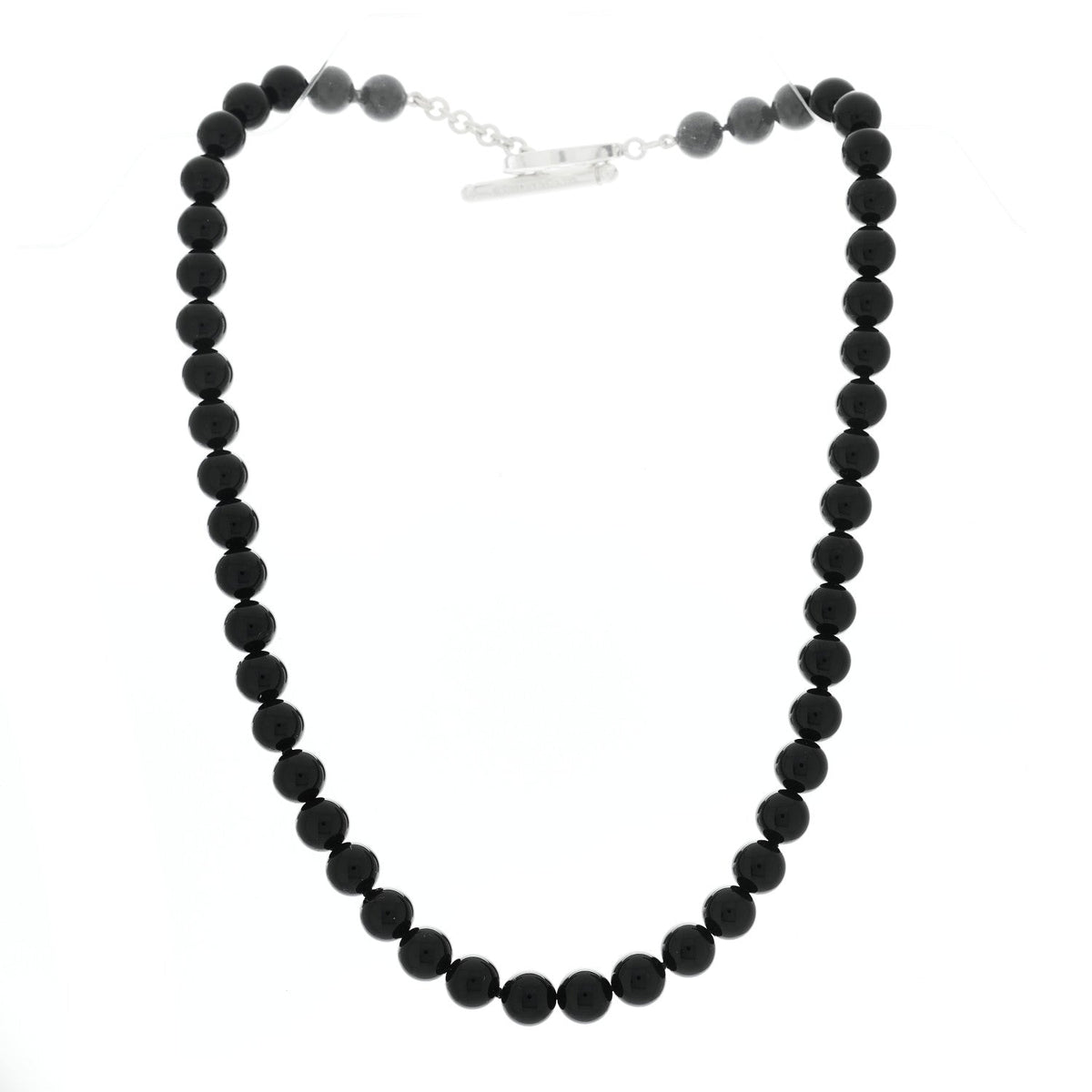 Sterling Silver Black Onyx Bead Toggle Necklace