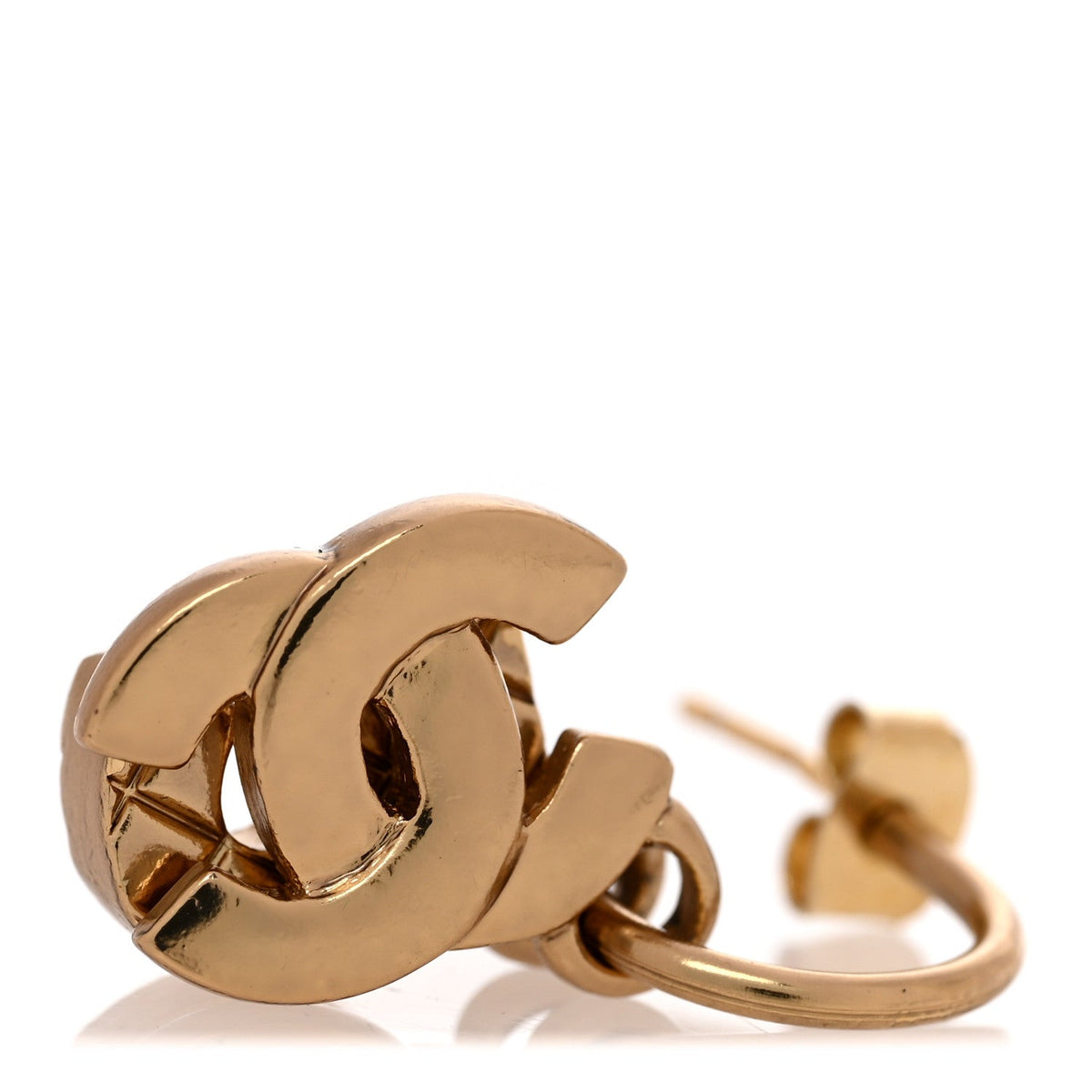 Metal Drop No 5 Clover CC Earrings Gold