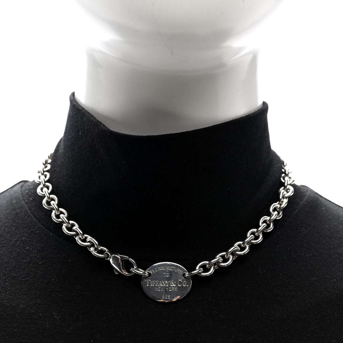 Sterling Silver Return to Tiffany Oval Tag Choker Necklace