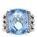 Sterling Silver Diamond Blue Topaz 16mm Wheaton Ring 53 6.5