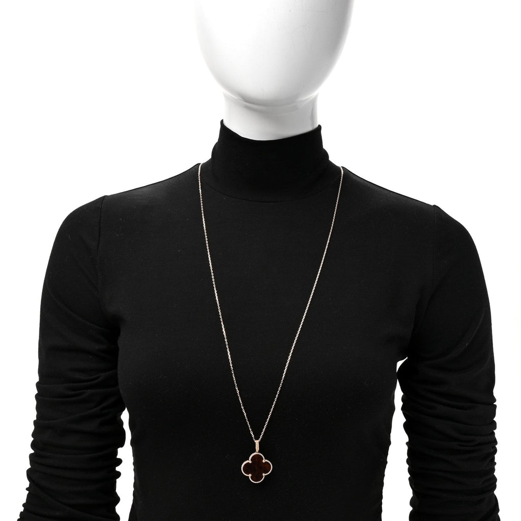 18K Rose Gold Letterwood Magic Alhambra Long Necklace