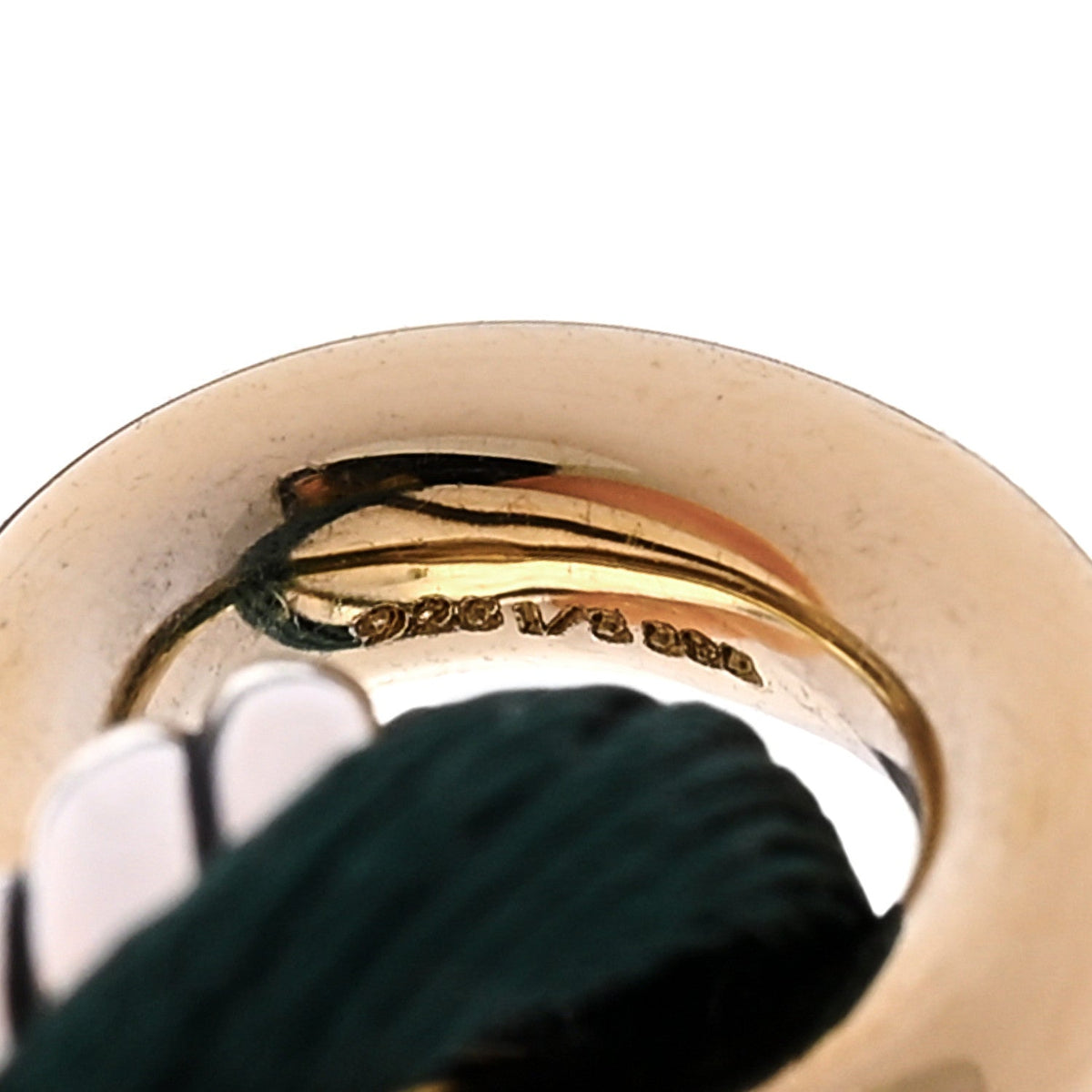 Sterling Silver 14K Yellow Gold Sculpted Cable Linked Cord Bracelet Green