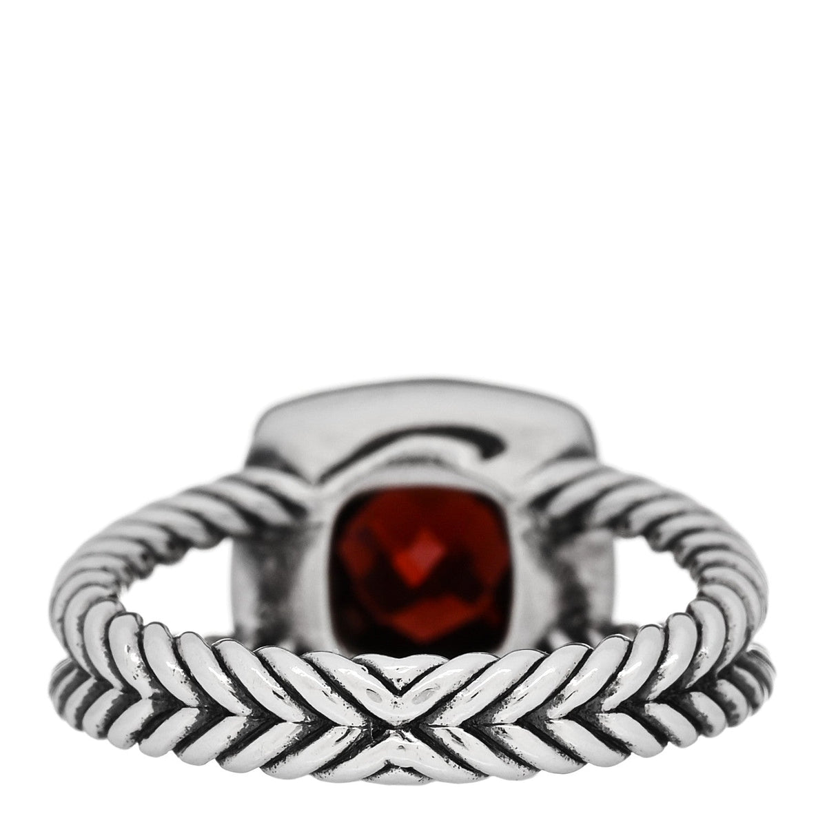 Sterling Silver Diamond Garnet 7mm Petite Albion Ring 53 6.5
