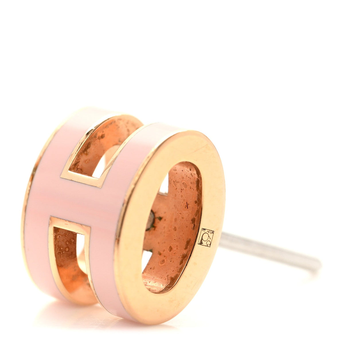 Rose Gold Lacquered Mini Pop H Earrings Rose Dragee