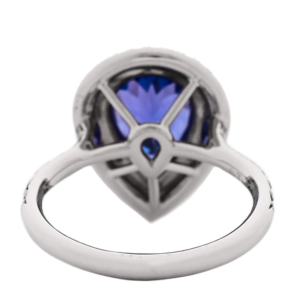 Platinum Diamond Tanzanite Soleste Pear Cut Ring 56 7.75