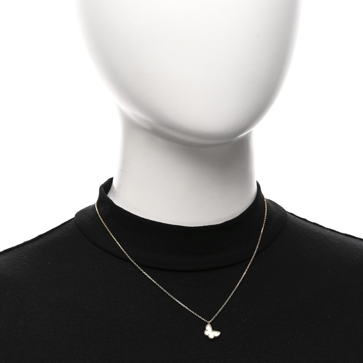 18K Yellow Gold Mother of Pearl Sweet Alhambra Butterfly Pendant Necklace