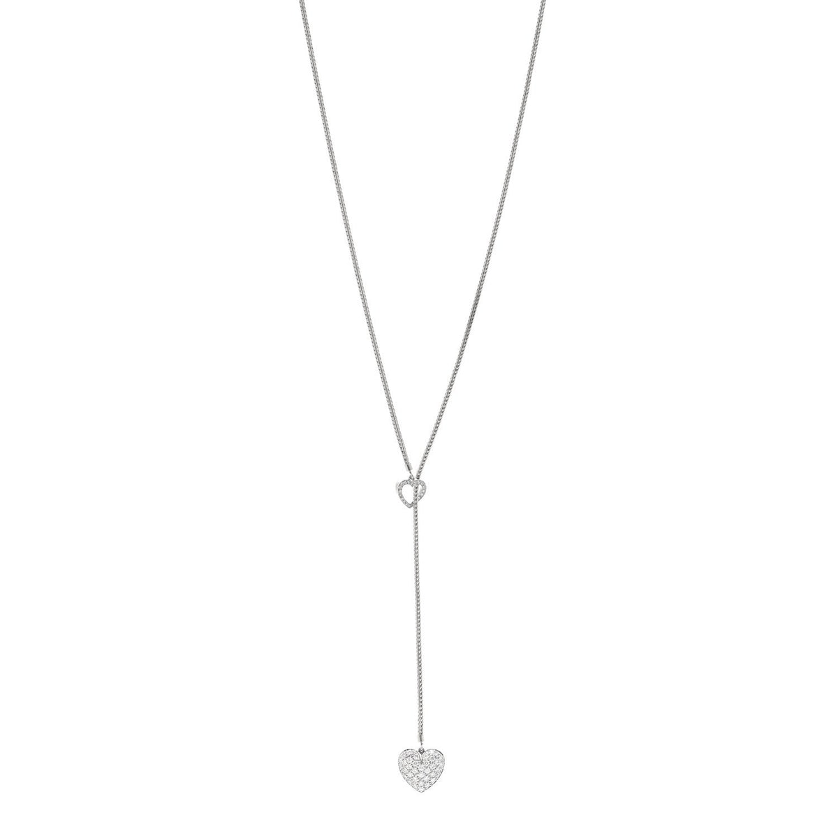 Platinum Diamond Heart Lariat Necklace