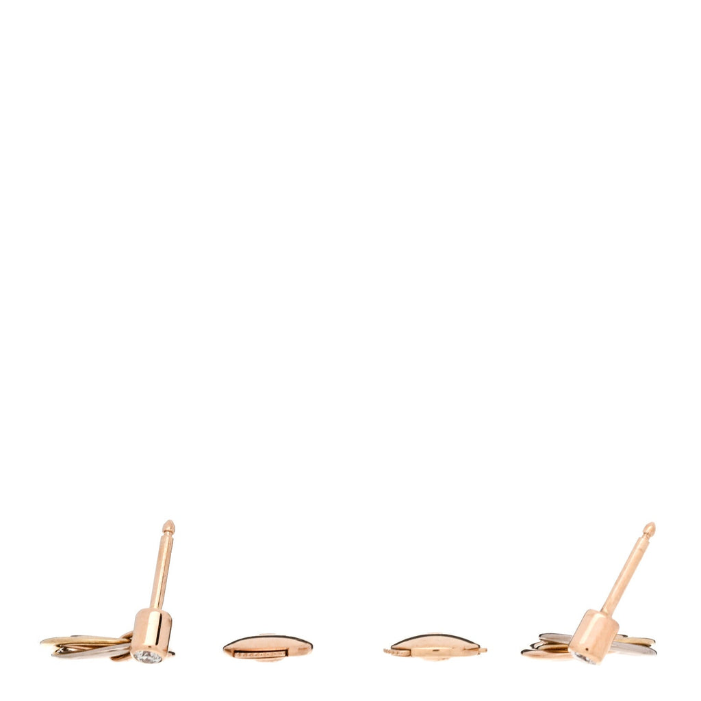 18K Pink Yellow White Gold Diamond Trinity Drop Earrings