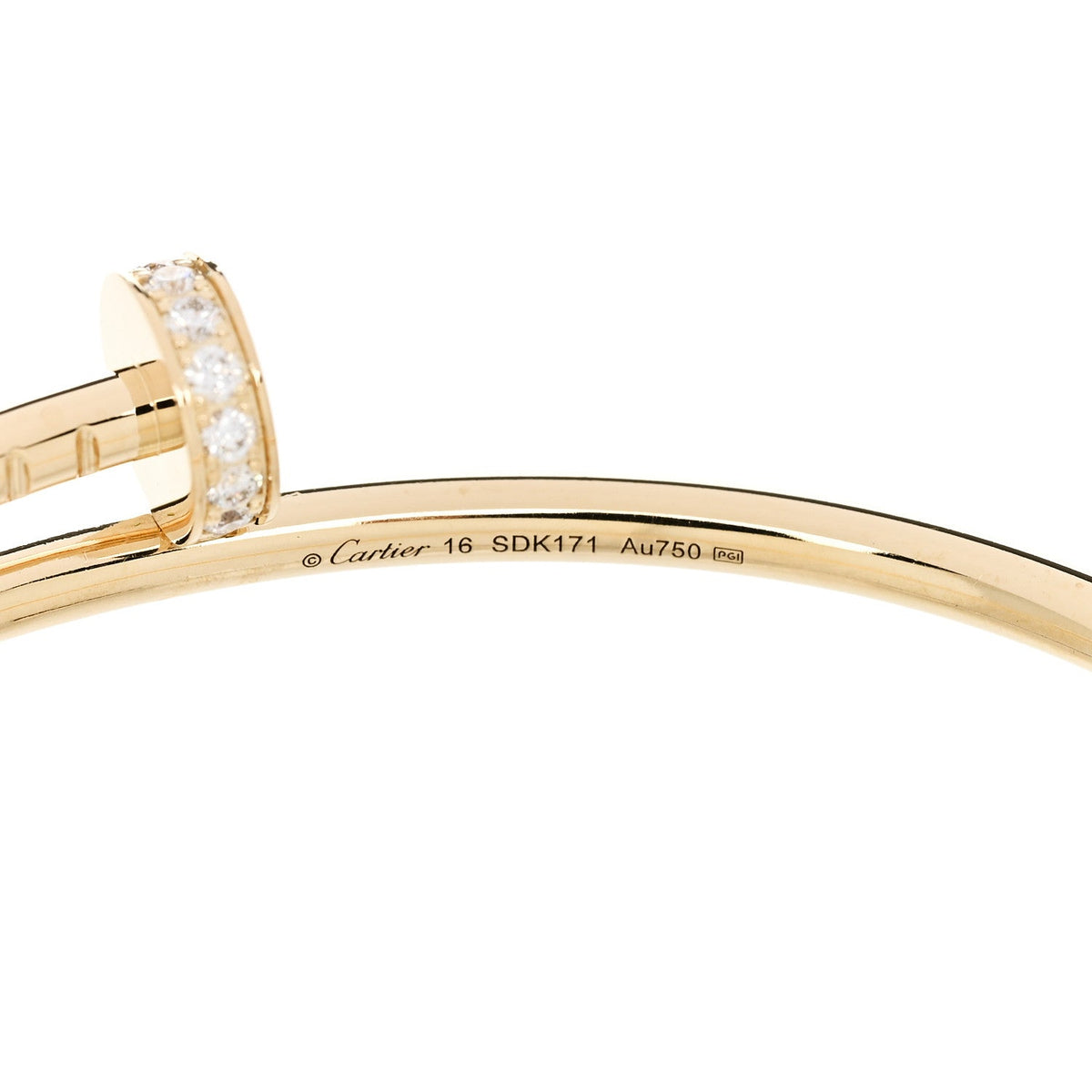 18K Yellow Gold Diamond Small Juste Un Clou Bracelet 16