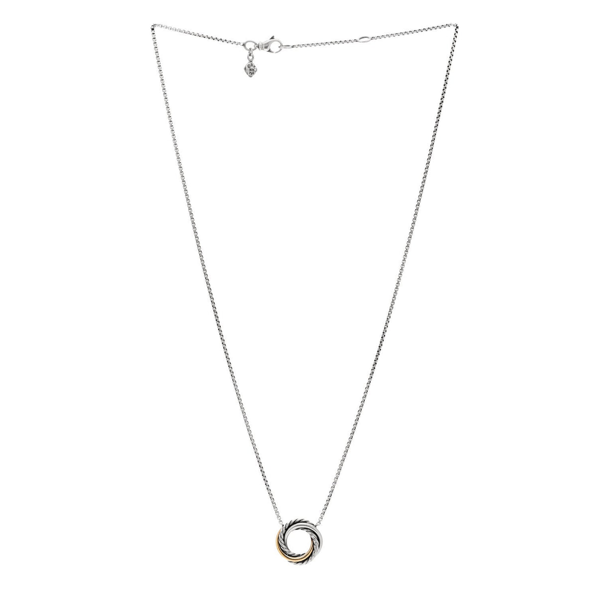 Sterling Silver 18K Yellow Gold 14.5mm Crossover Pendant Necklace