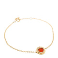 18K Yellow Gold Diamond Carnelian T Circle Bracelet