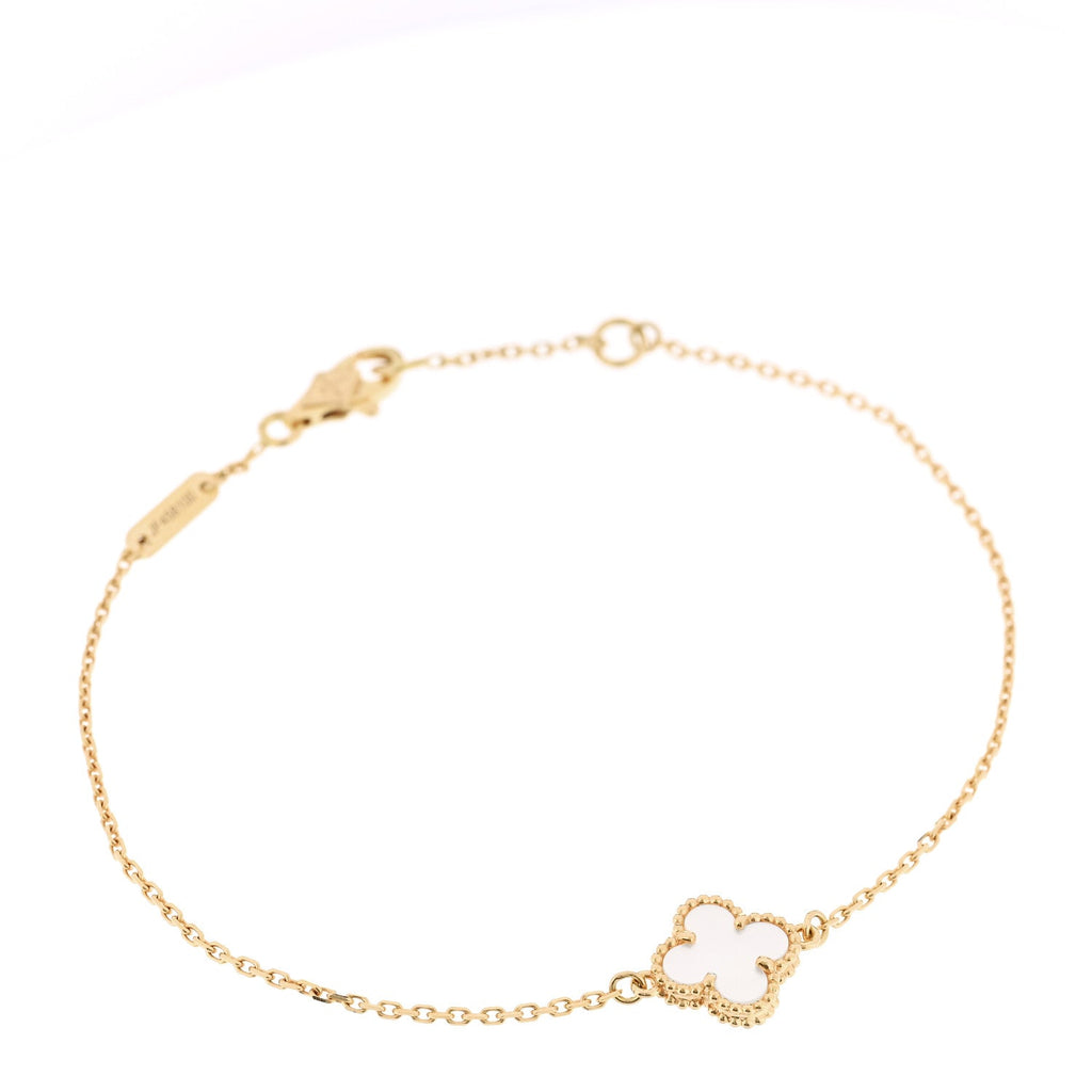 18K Yellow Gold Mother of Pearl Sweet Alhambra Bracelet