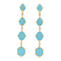 18K Yellow Gold Diamond Turquoise Chatelaine Drop Earrings