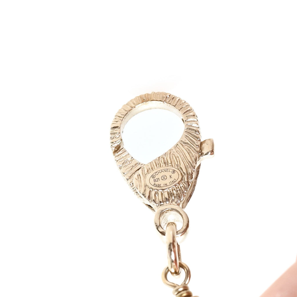 Pearl Crystal CC Short Necklace Gold