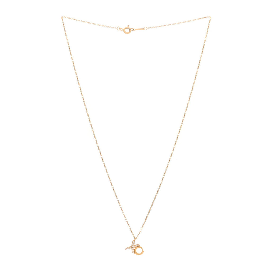 18K Yellow Gold Diamond Paloma Picasso Love & Kisses Pendant Necklace