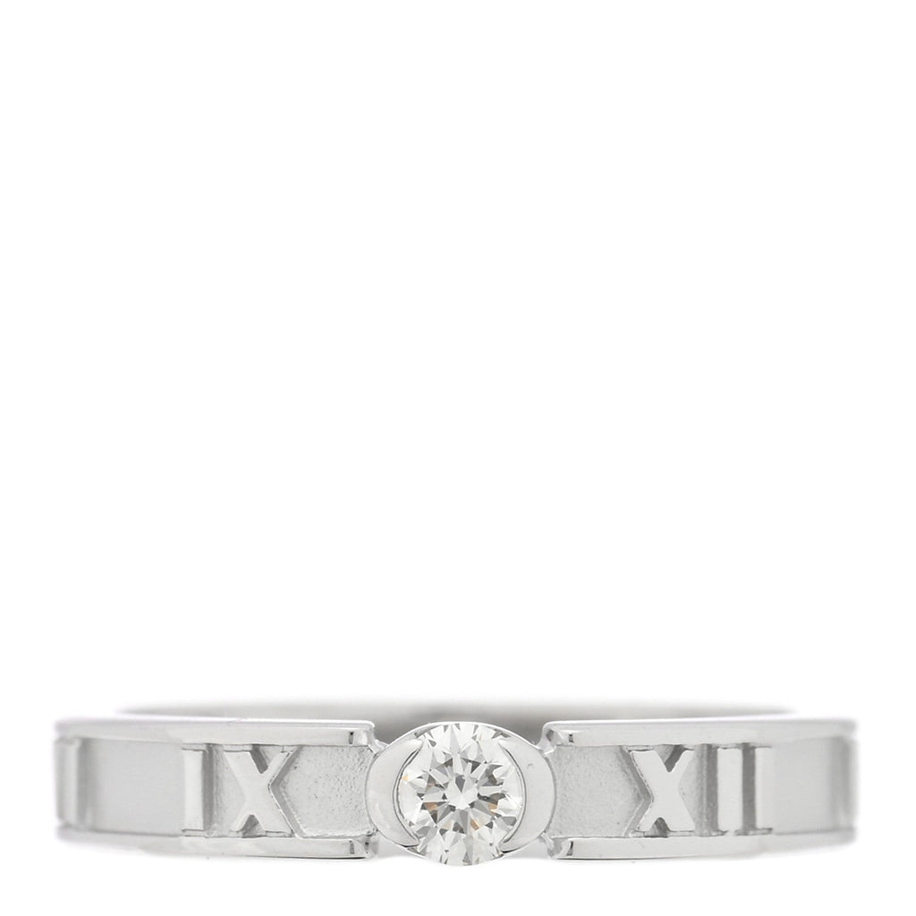 18K White Gold Diamond Atlas Solitaire Band Ring 49 5