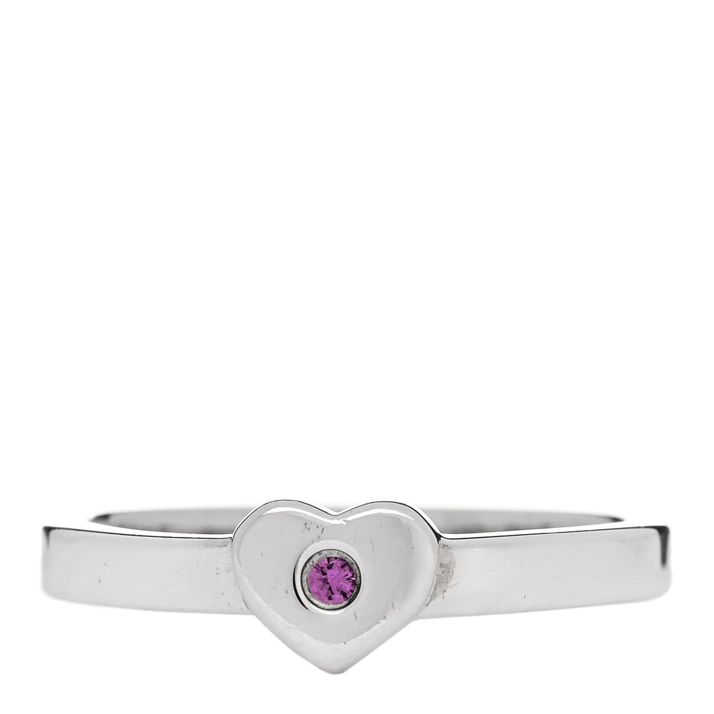 Sterling Silver Pink Sapphire Heart Ring 50 5.5