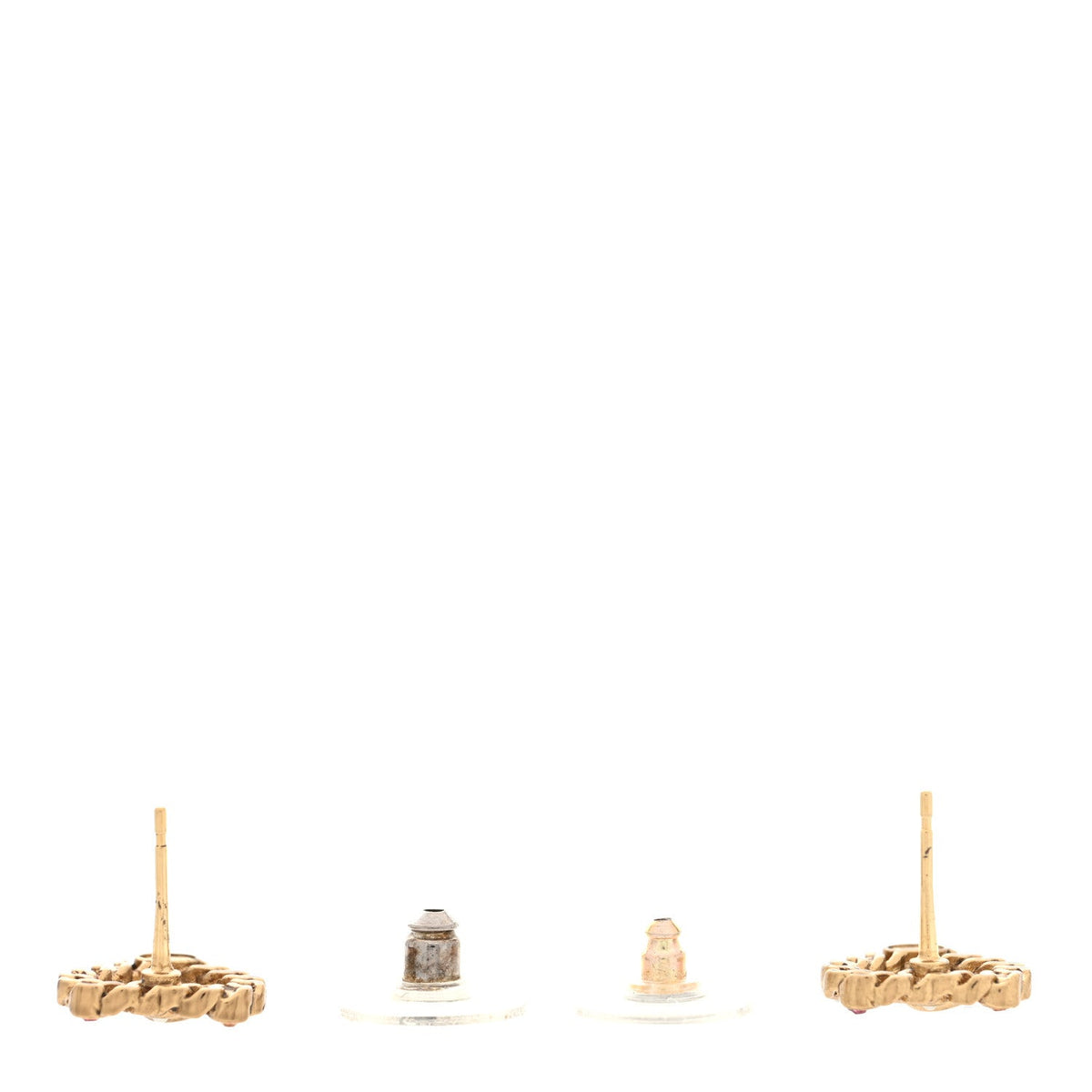 Pearl Crystal CC Heart Earrings Gold Multicolor
