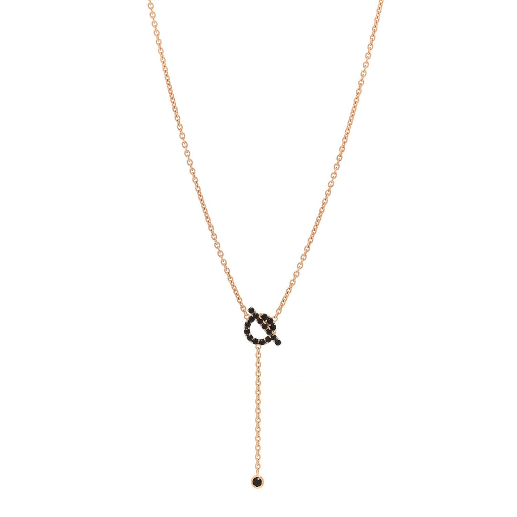 18K Rose Gold Black Spinel Finesse Lariat Necklace