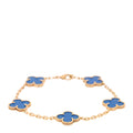 18K Yellow Gold Blue Agate 5 Motifs Vintage Alhambra Bracelet