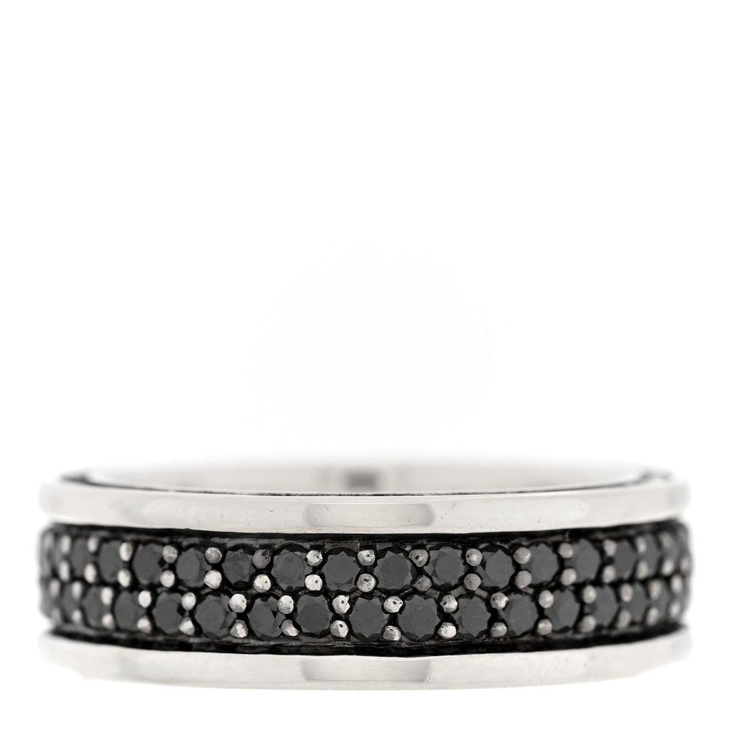 Sterling Silver Black Diamond Streamline Two-Row Band Ring
