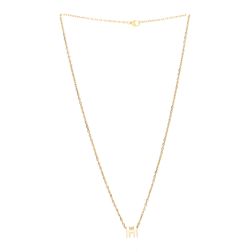 Lacquered Gold Mini Pop H Pendant Necklace White