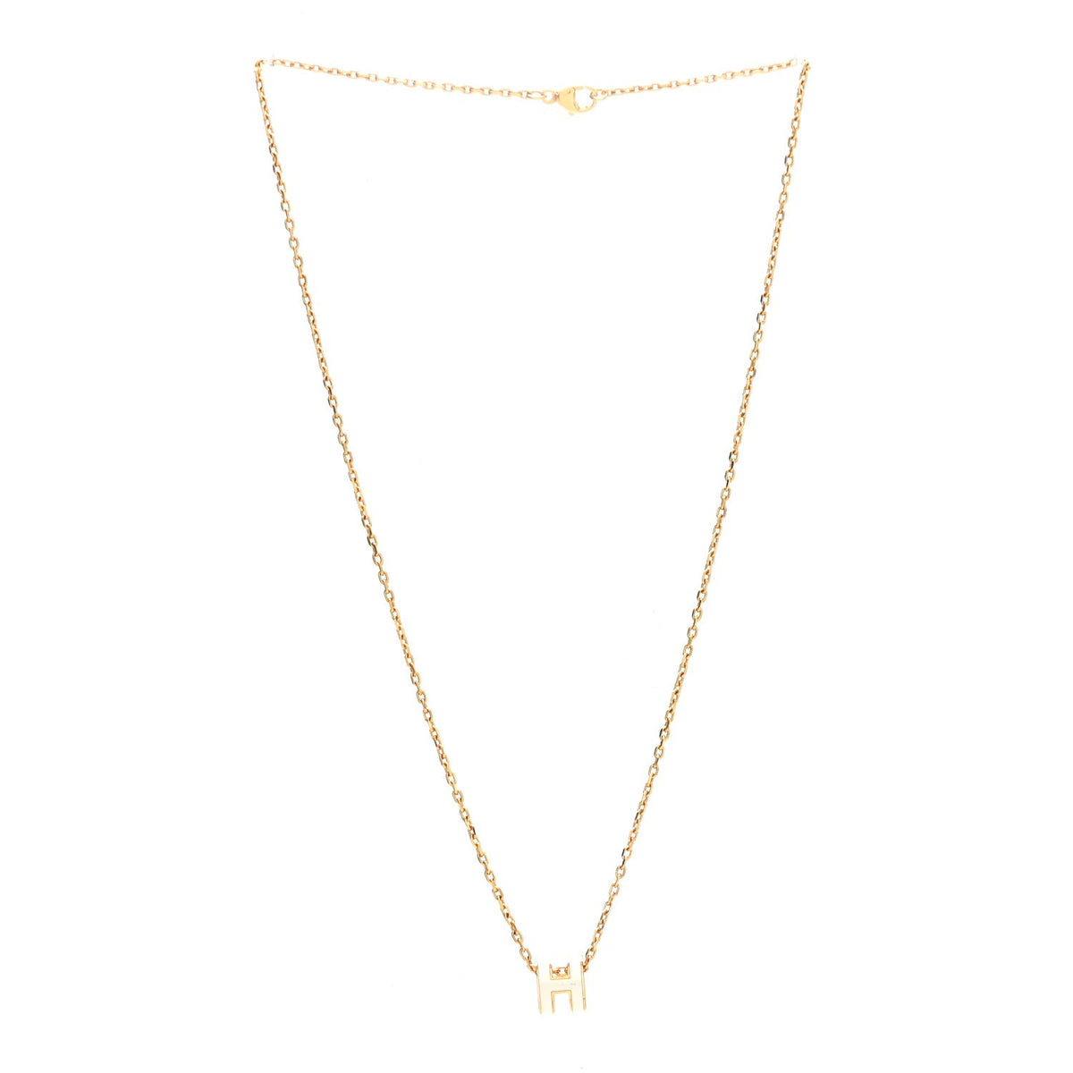 Lacquered Gold Mini Pop H Pendant Necklace White