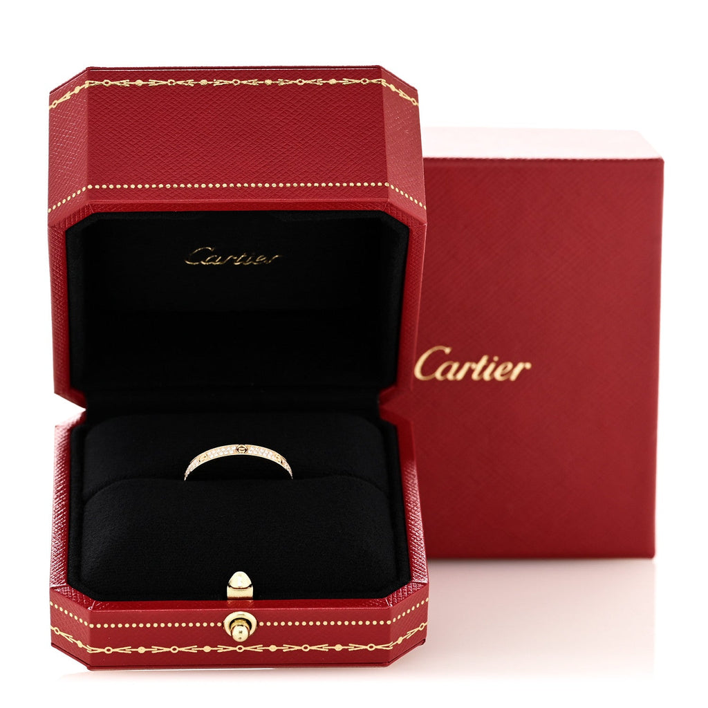 18K Yellow Gold Diamond 2.6mm LOVE Paved Band Ring 62 10