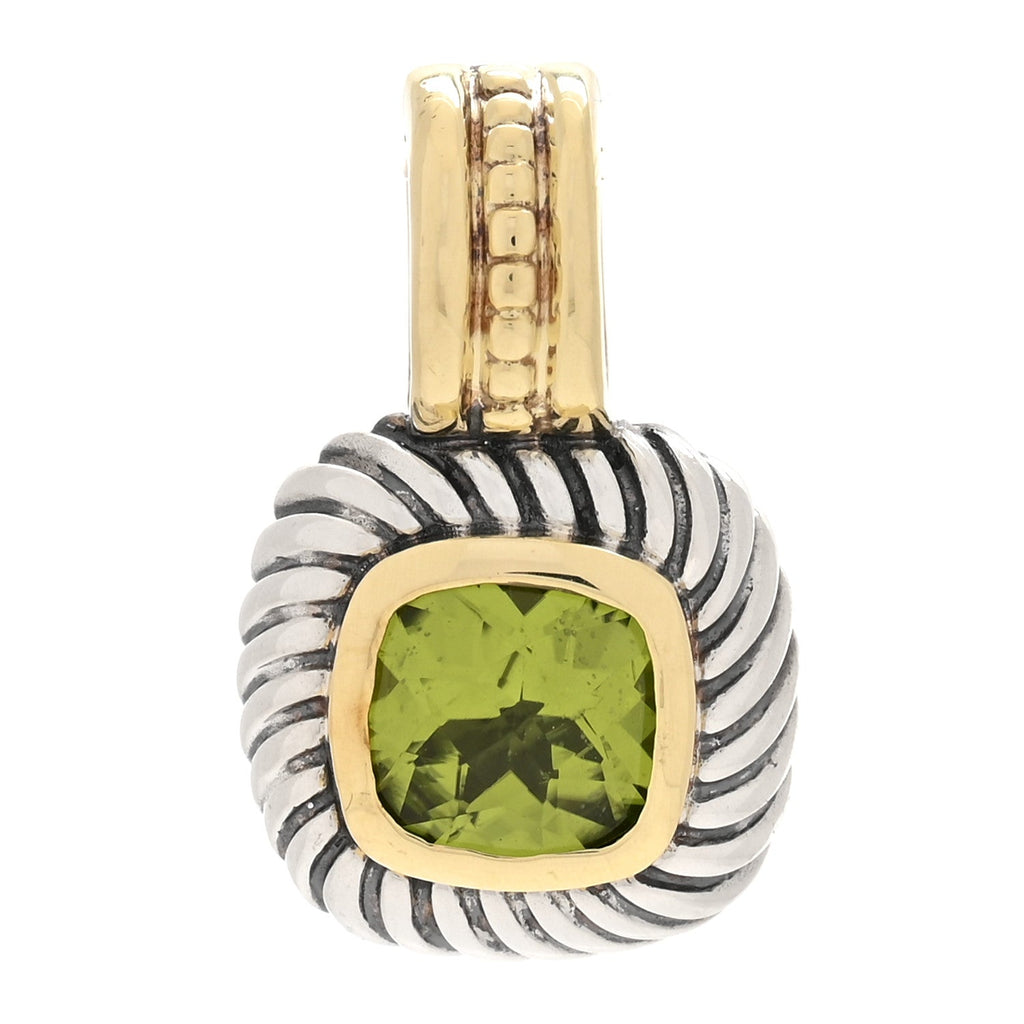 Sterling Silver 14K Yellow Gold Peridot 7mm Albion Enhancer Pendant