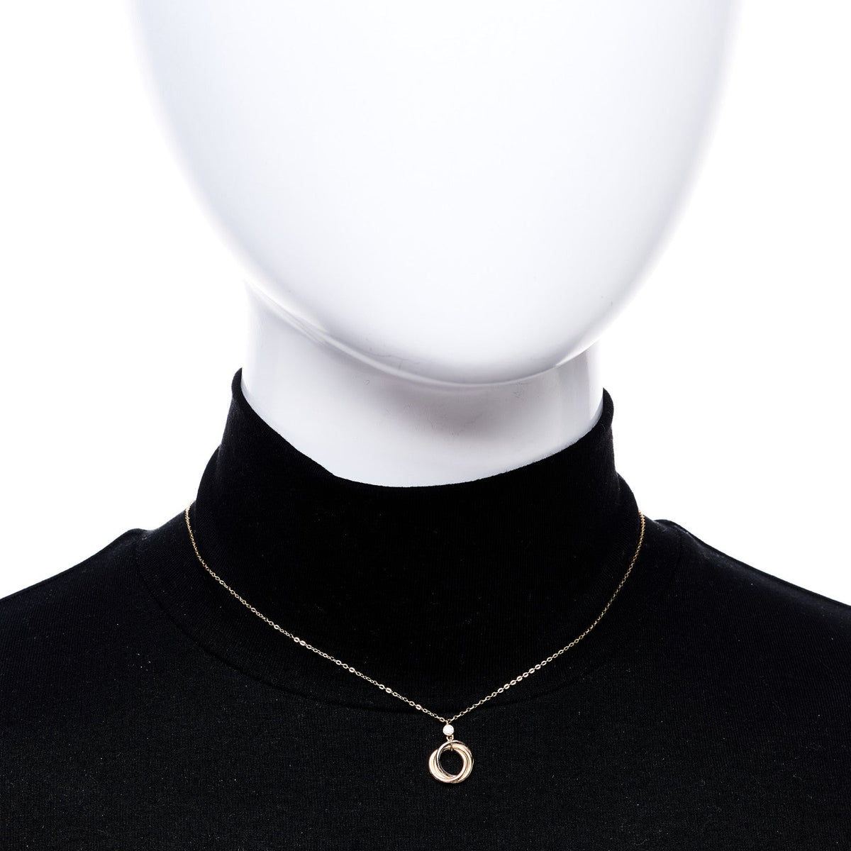 18K Pink Yellow White Gold Diamond Trinity Pendant Necklace