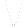 18K White Gold Diamond Double Interlocking Circles Pendant Necklace