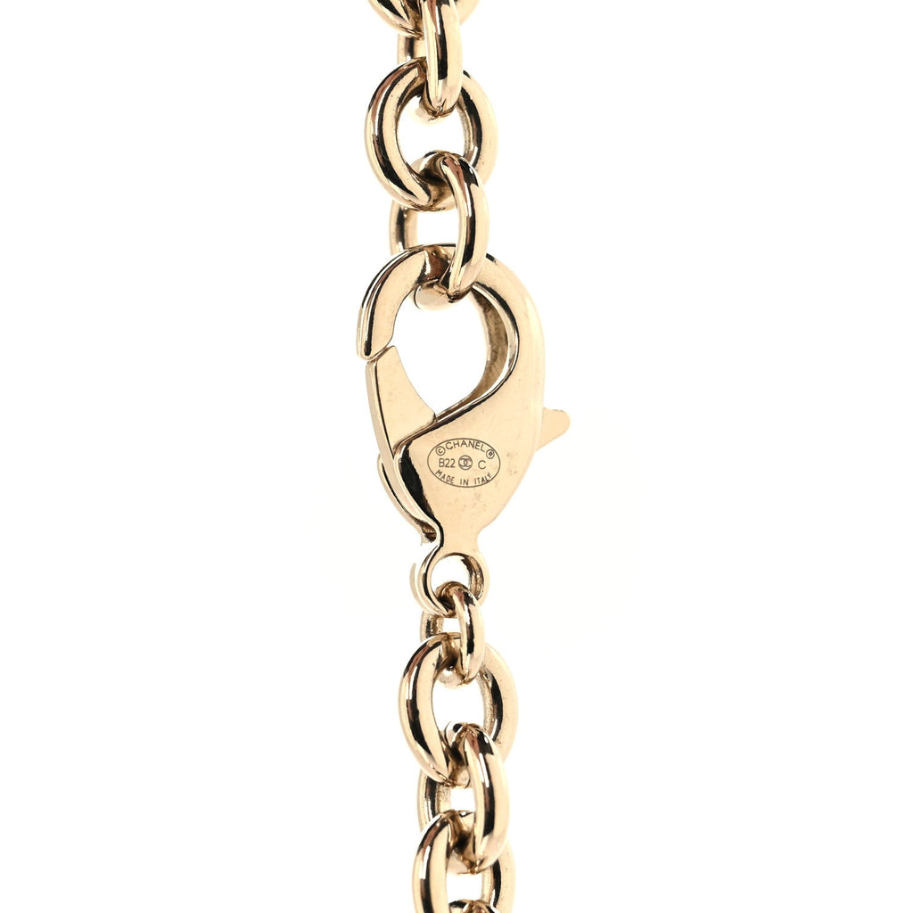 Metal CC Heart Locket Necklace Gold