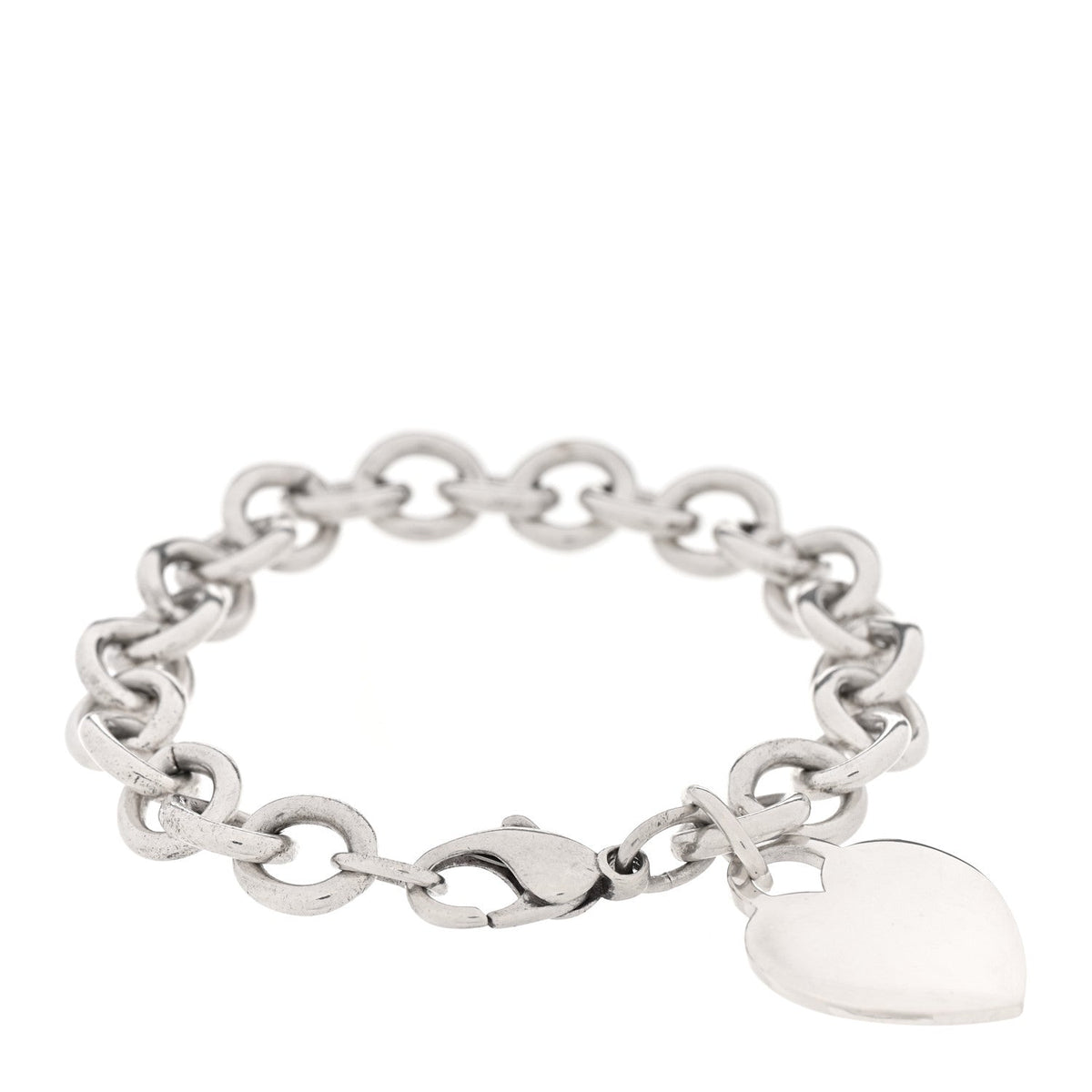 Sterling Silver Heart Tag Charm Bracelet