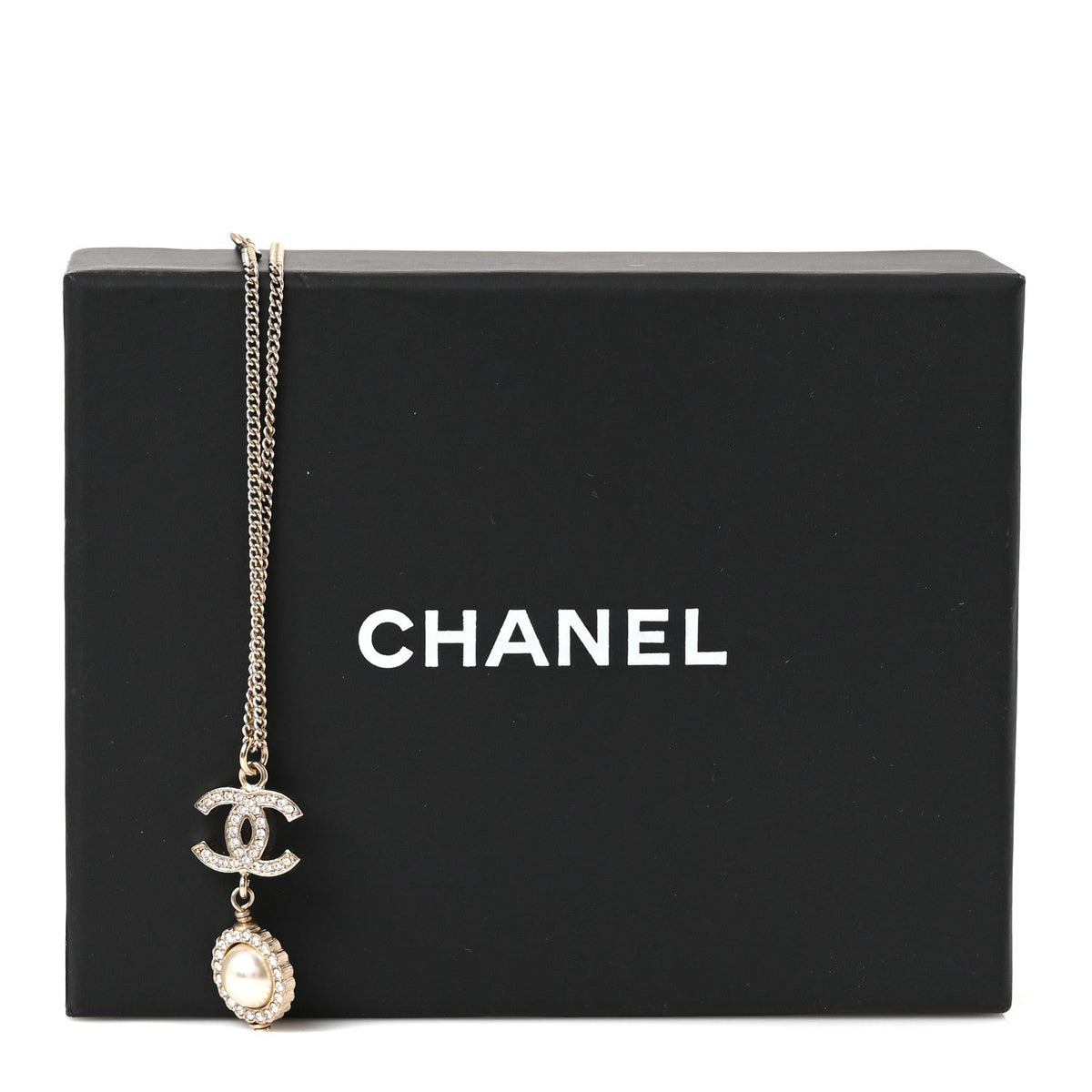 Crystal Pearl CC Lace Camellia Necklace  Gold