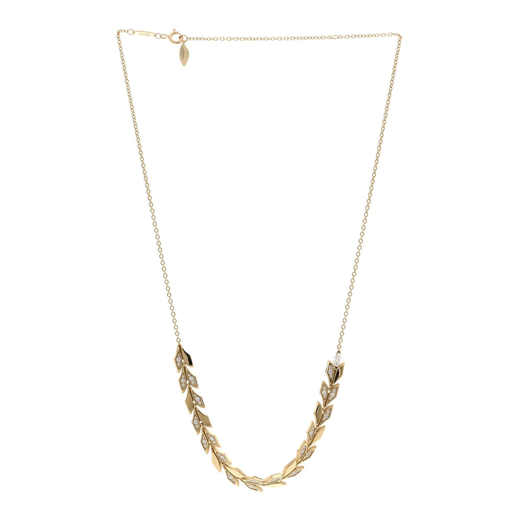 18K Yellow Gold Diamond Victoria Vine East West Necklace