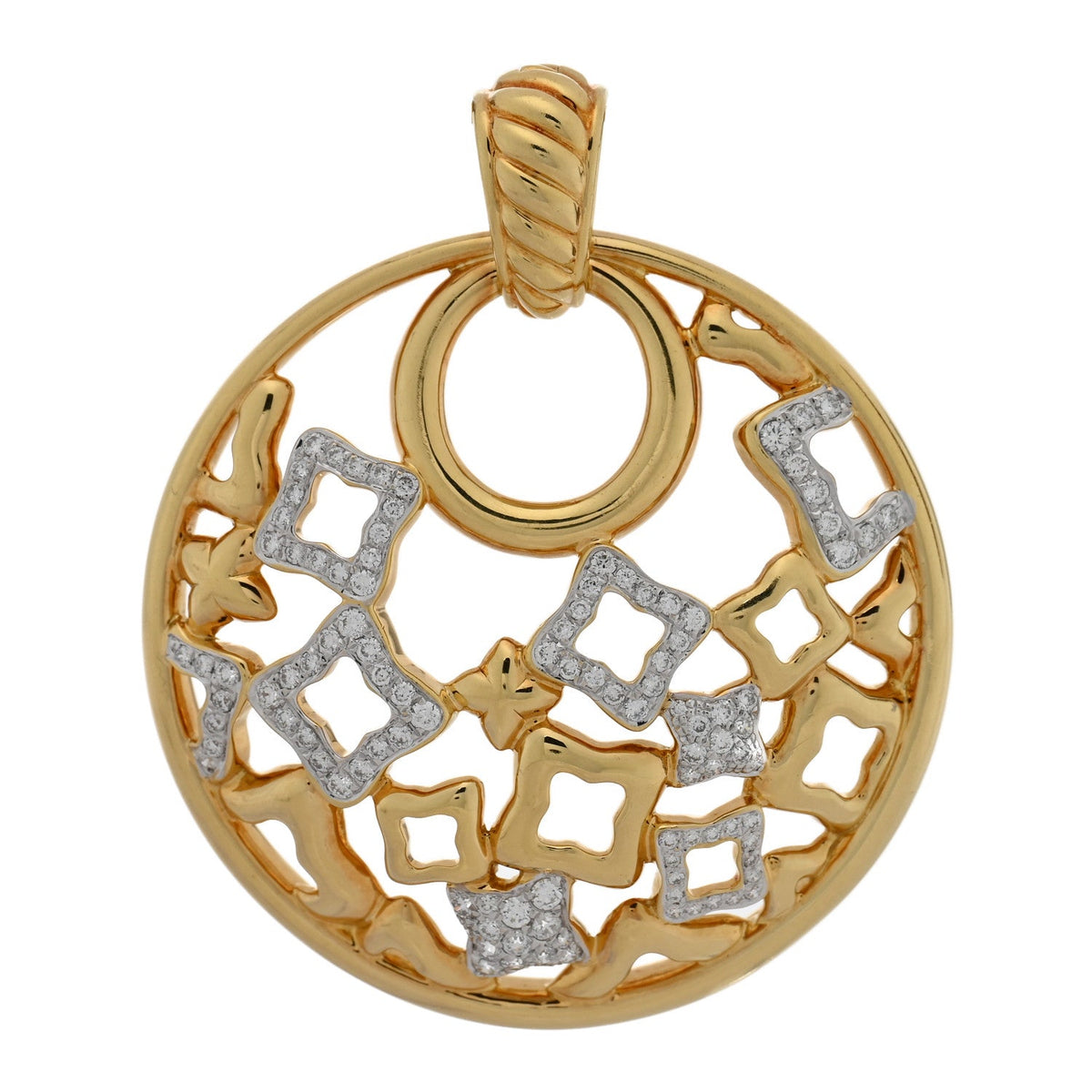 18K Yellow Gold Diamond Quatrefoil Pendant