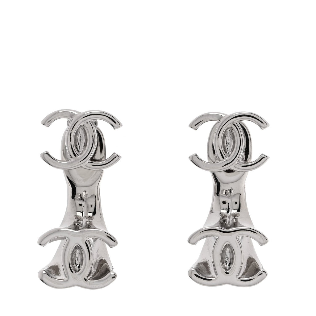 Metal Double CC Earrings Silver
