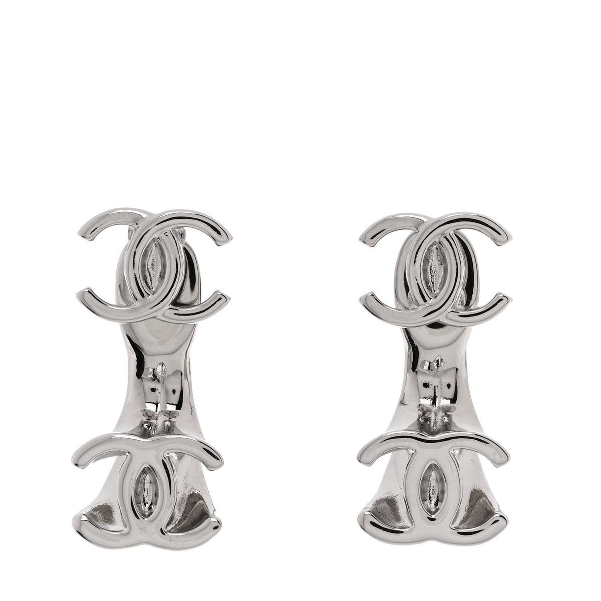 Metal Double CC Earrings Silver