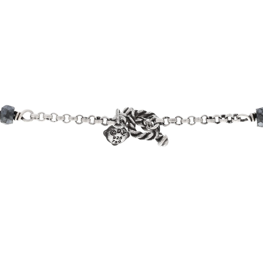 Sterling Silver 18K Yellow Gold Labradorite Hematine Blue Topaz Elements Chain Necklace