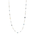 Sterling Silver 18K Yellow Gold Labradorite Hematine Blue Topaz Elements Chain Necklace