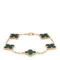 18K Yellow Gold Malachite 5 Motifs Vintage Alhambra Bracelet